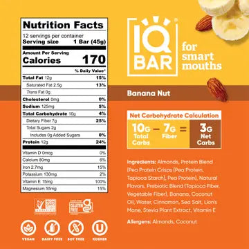 IQBAR Banana Nut Keto Protein Bar
