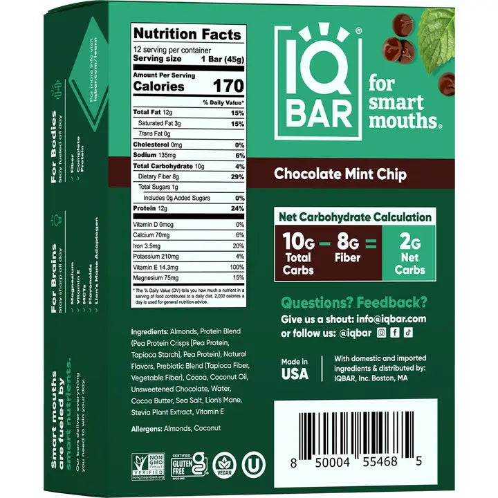 IQBAR Chocolate Mint Chip Keto Protein Bar