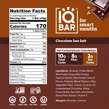 IQBAR Chocolate Sea Salt Keto Protein Bar