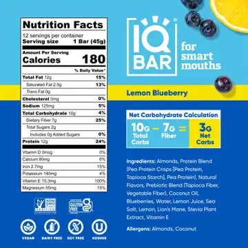 IQBAR Lemon Blueberry Keto Protein Bar