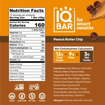 IQBAR Peanut Butter Chip Keto Protein Bar