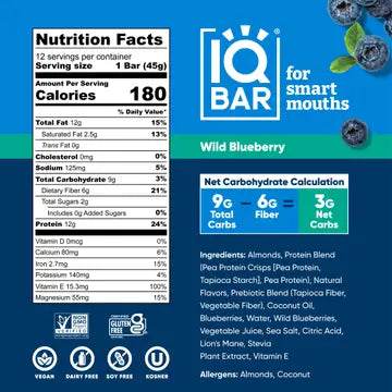 IQBAR Wild Blueberry Keto Protein Bar