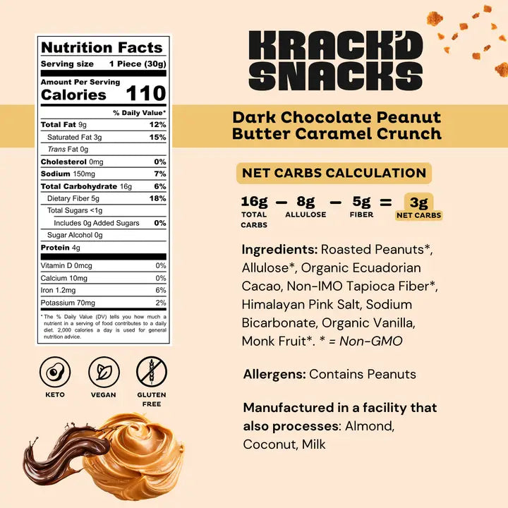 Krack'd Snacks Peanut Butter Caramel Crunch Bar